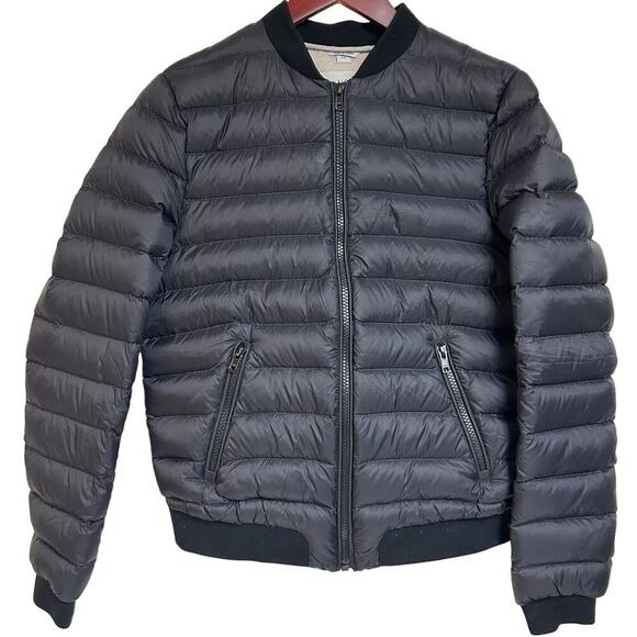 Sandova Women's Black Minimalist Puffer Quilted Down Jacket Bomber Warm Size S - Picture 3 of 9